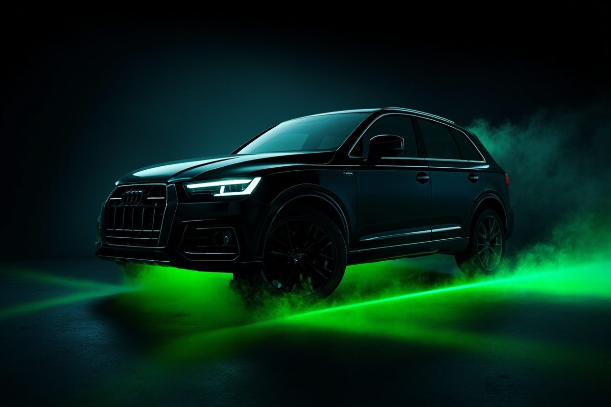 Volkswagen Tiguan, тёмный кроссовер, вид спереди